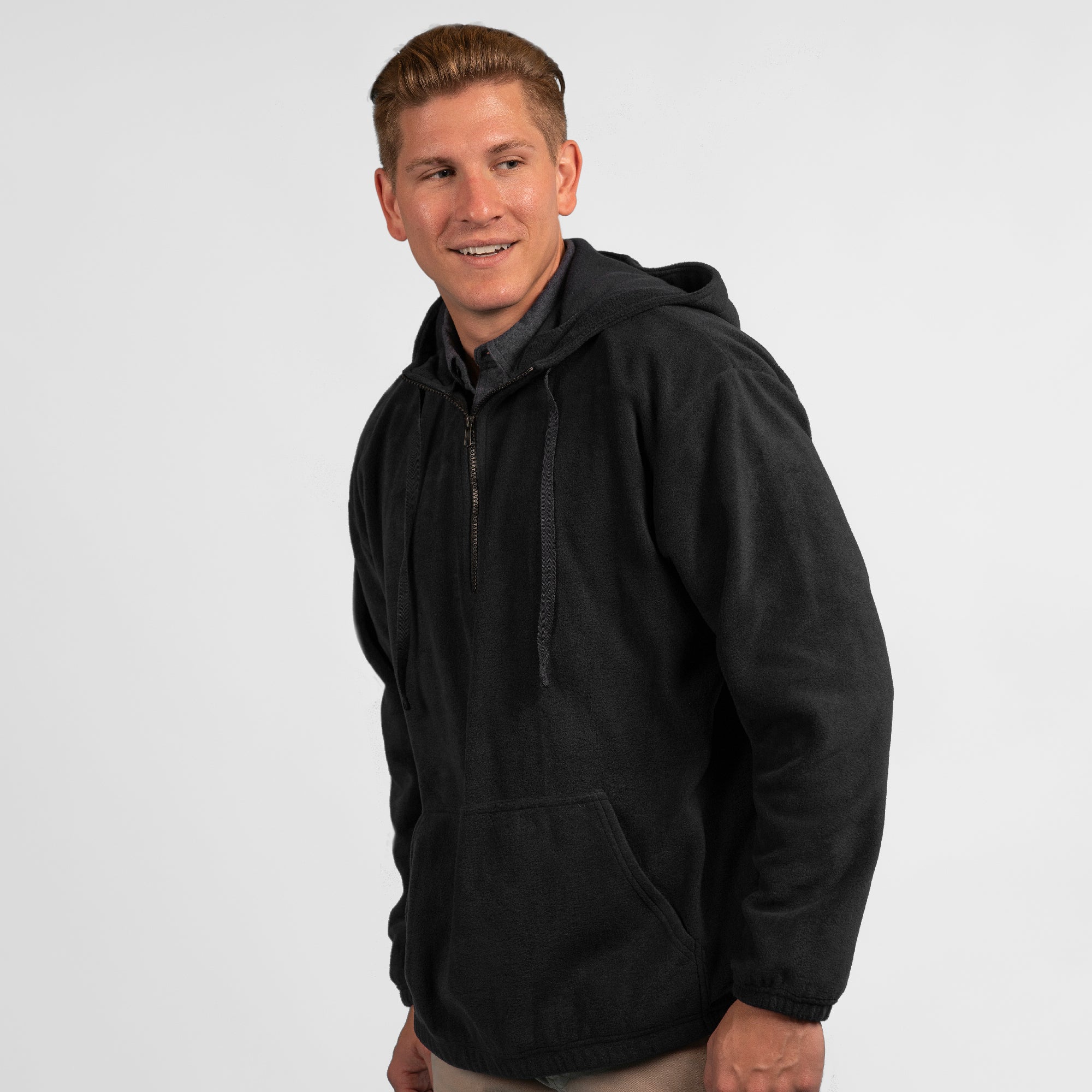 Sweat polaire col zippé homme - JN043 - marron Sweat polaire col zippé homme - JN043 - marron