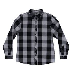 Buy black-grey LADIES LONG SLEEVE AMERICAN BUFFALO PLAID WOVEN SHIRT