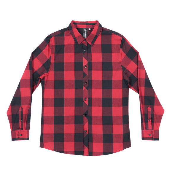 LADIES LONG SLEEVE AMERICAN BUFFALO PLAID WOVEN SHIRT