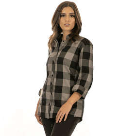 LADIES LONG SLEEVE AMERICAN BUFFALO PLAID WOVEN SHIRT