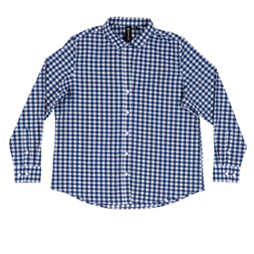 Buy navy-white-gingam LADIES &quot;BURN&quot; WOVEN LONG SLEEVE