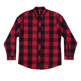 Buy red-black LONG SLEEVE AMERICAN BUFFALO PLAID WOVEN SHIRT