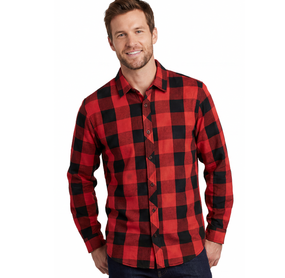 LONG SLEEVE AMERICAN BUFFALO PLAID WOVEN SHIRT