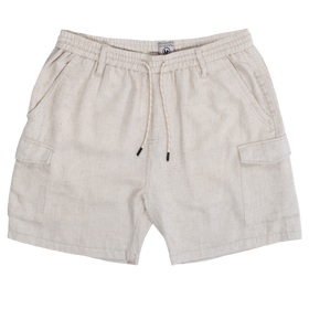 Buy natural Stretch Waist Cotton/Linen Shorts