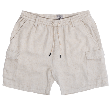 Buy natural Stretch Waist Cotton/Linen Shorts