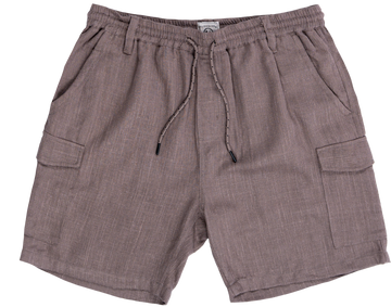 Buy walnut Stretch Waist Cotton/Linen Shorts