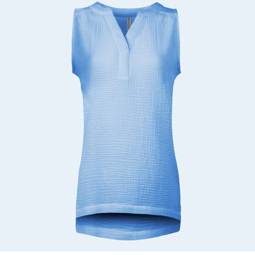 Buy light-blue Split Coast Crinkle Tank