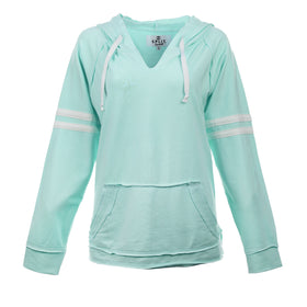 Buy aqua Split Coast Raw Edge Pullover Hoodie