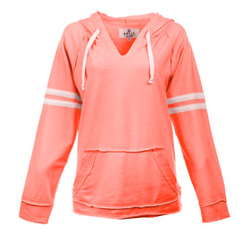 Buy coral Split Coast Raw Edge Pullover Hoodie