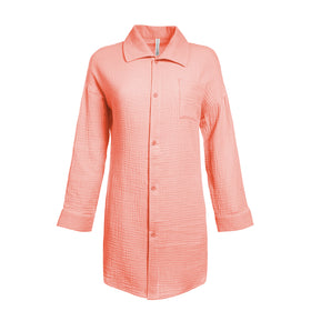 Buy peach Split Coast Crinkle Button-Up