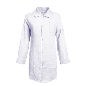 Buy white Split Coast Crinkle Button-Up