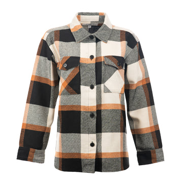 Buy tan-orange Split Coast Flannel "Comfy" Shacket