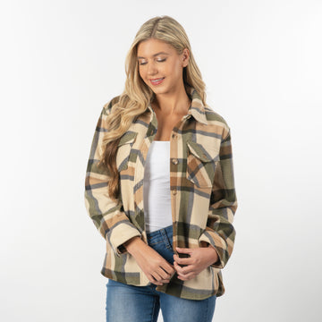 Buy natural Split Coast Polar Fleece "Heartfelt" Shacket
