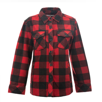 Buy red-black Split Coast Polar Fleece "Heartfelt" Shacket