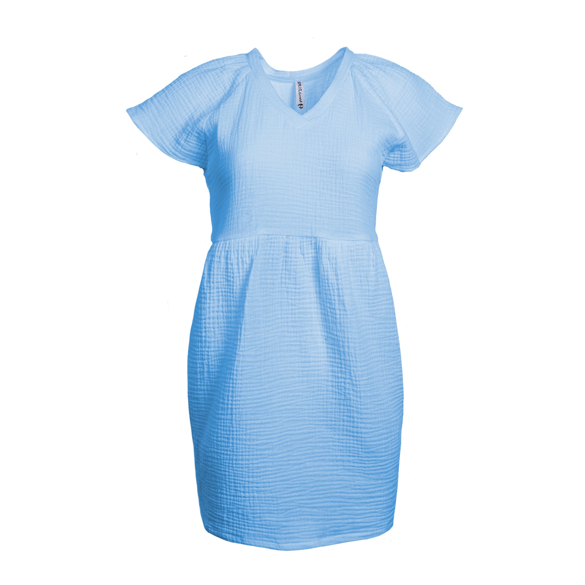 Buy light-blue Split Coast Crinkle Dress